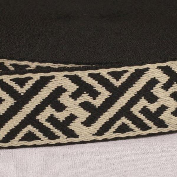 Gurtband 38 mm mit Streifen in Schwarz/Beige, im Ausschnitt
